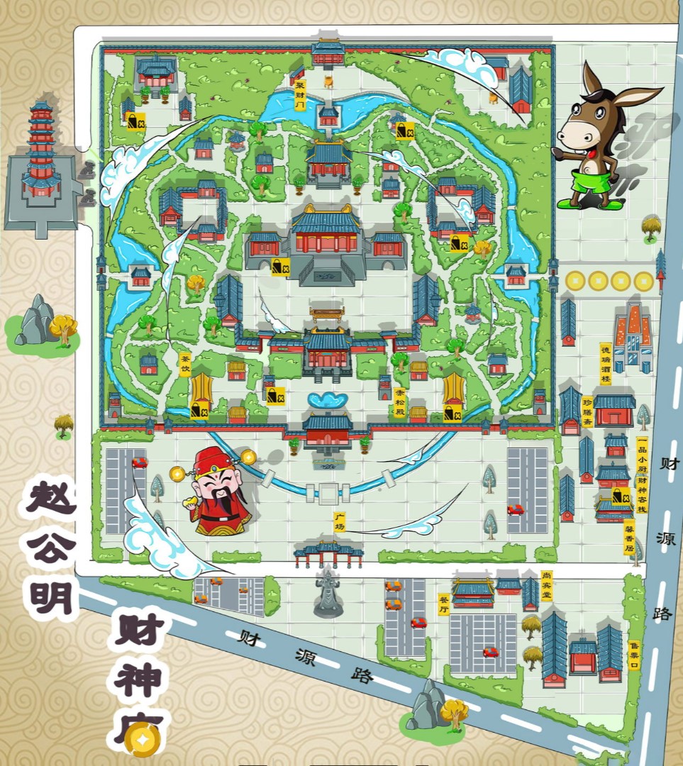 西湖寺庙类手绘地图